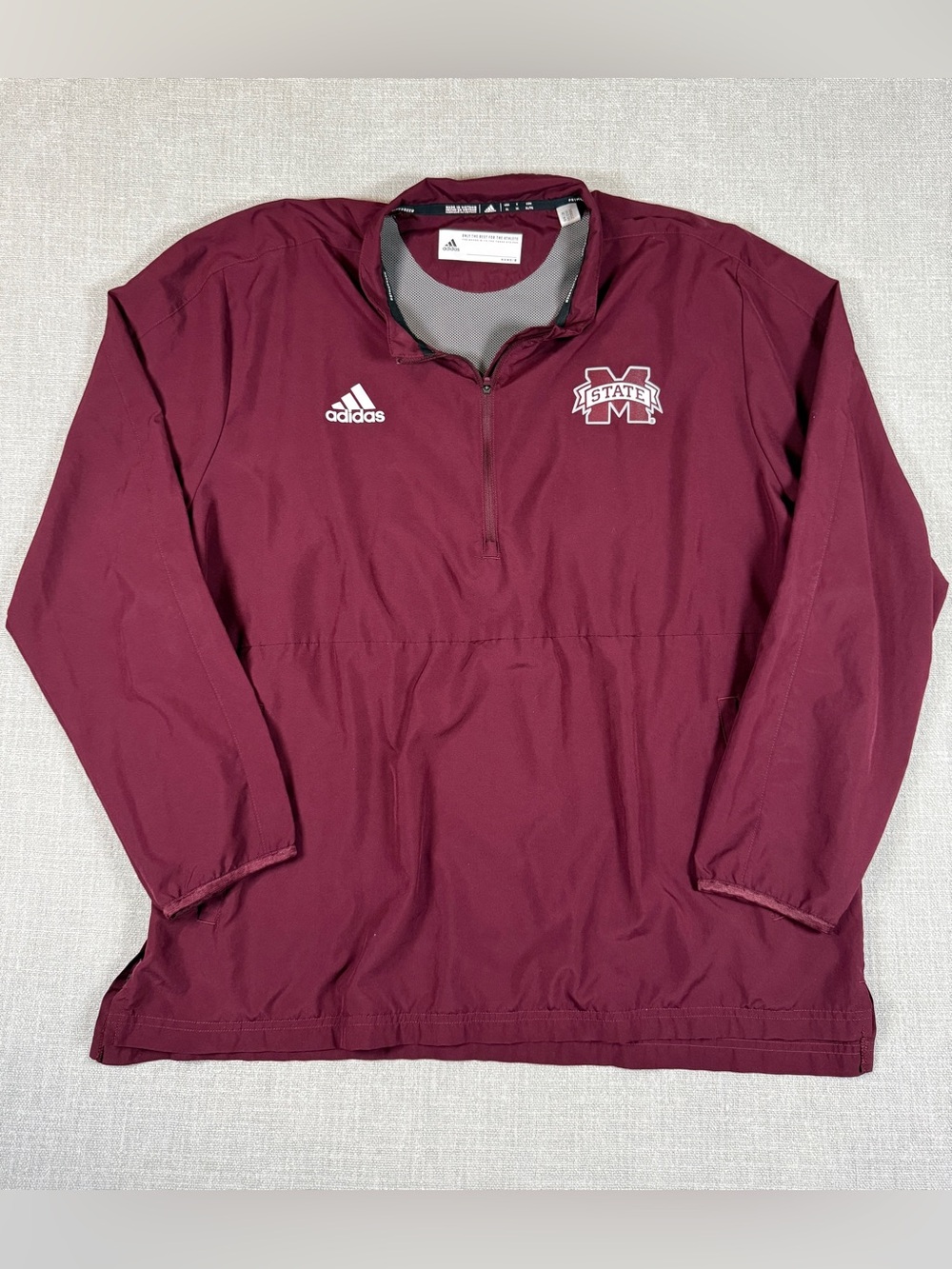 Mississippi State Bulldogs Jacket Mens XL Adidas Maroon Quarter Zip Pullover